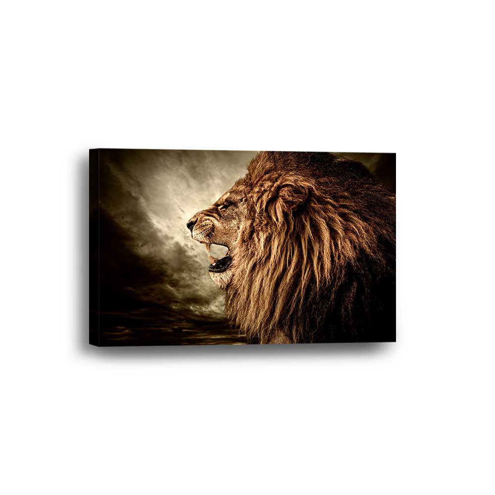 Sovereign Storm: Golden Mane Collection - Framed Canvas Home Decor Wall Art Multiple Choices 1 3 4 5 Panels
