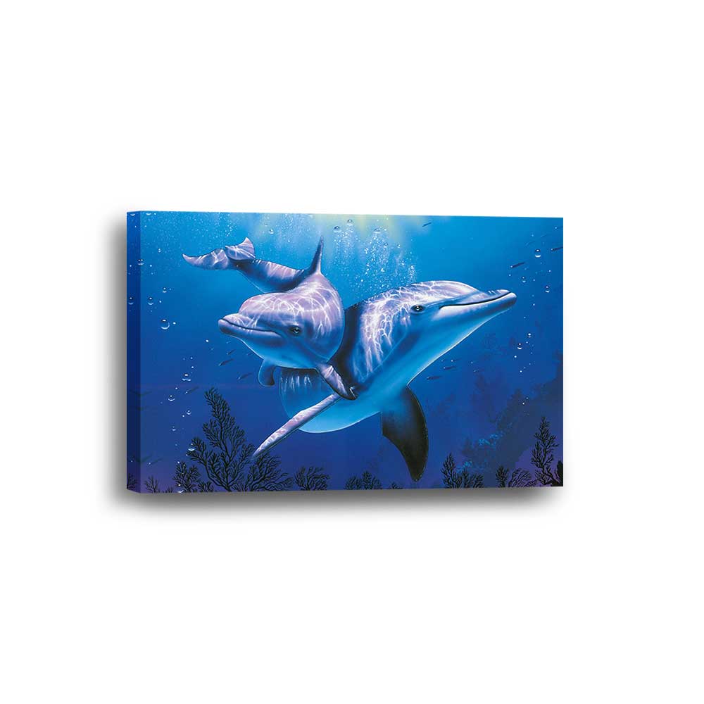 Ocean's Grace: Bottlenose Ballet Collection - Framed Canvas Home Decor Wall Art Multiple Choices 1 3 4 5 Panels