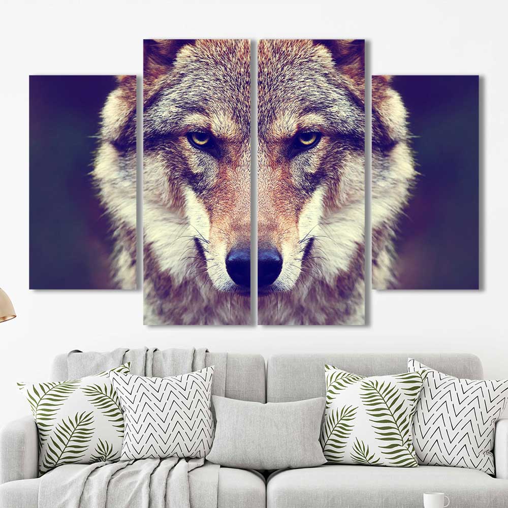 Wild Eyes: Grey Wolf Legacy Collection - Framed Canvas Home Decor Wall Art Multiple Choices 1 3 4 5 Panels