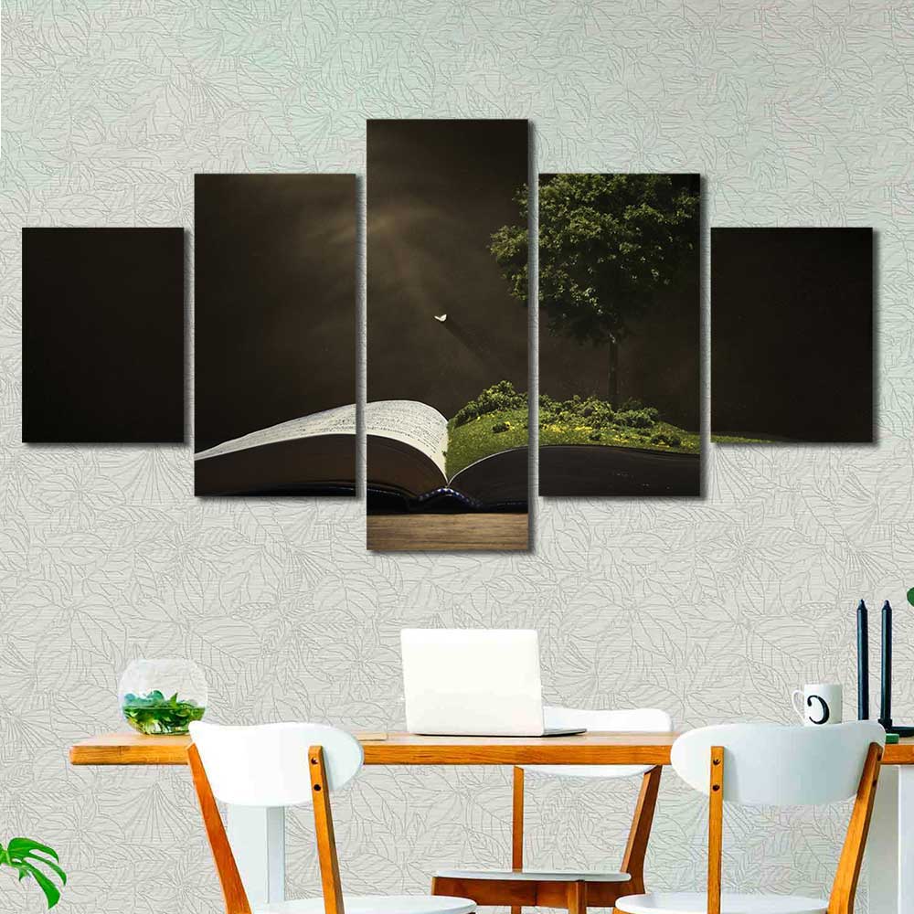 Pages of Life Collection - Framed Canvas Home Decor Wall Art Multiple Choices 1 3 4 5 Panels