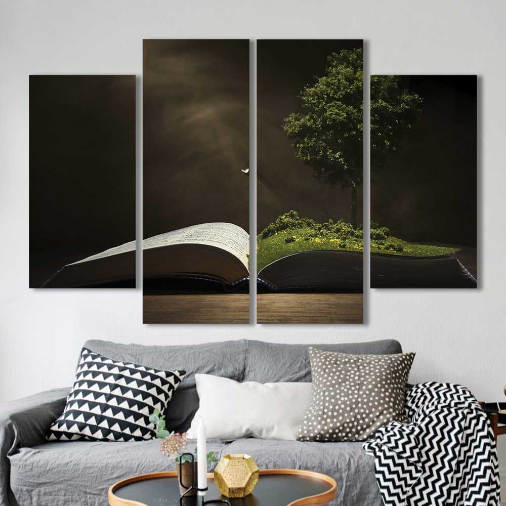 Pages of Life Collection - Framed Canvas Home Decor Wall Art Multiple Choices 1 3 4 5 Panels