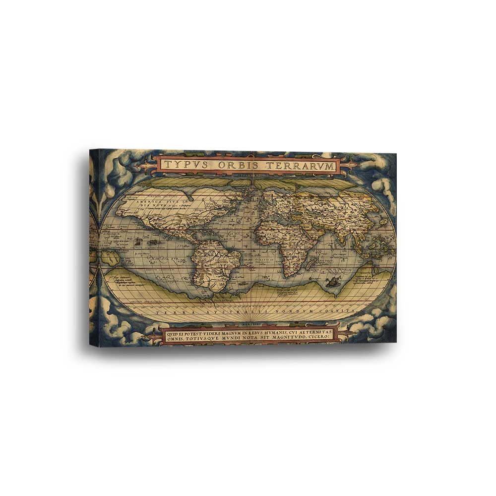 Old World Rustic Map Framed Canvas Home Decor Wall Art Multiple Choices 1 3 4 5 Panels