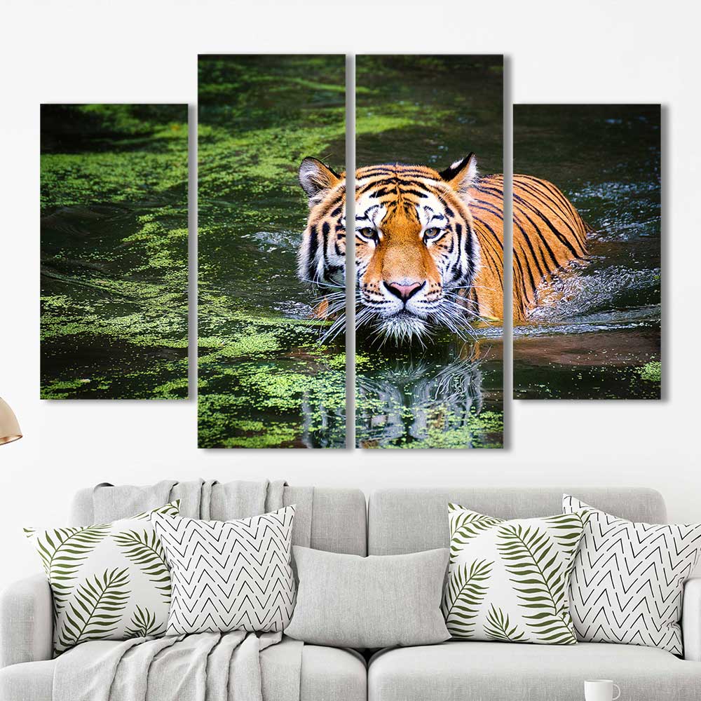 Emerald Waters: Bengals Grace Collection - Framed Canvas Home Decor Wall Art Multiple Choices 1 3 4 5 Panels