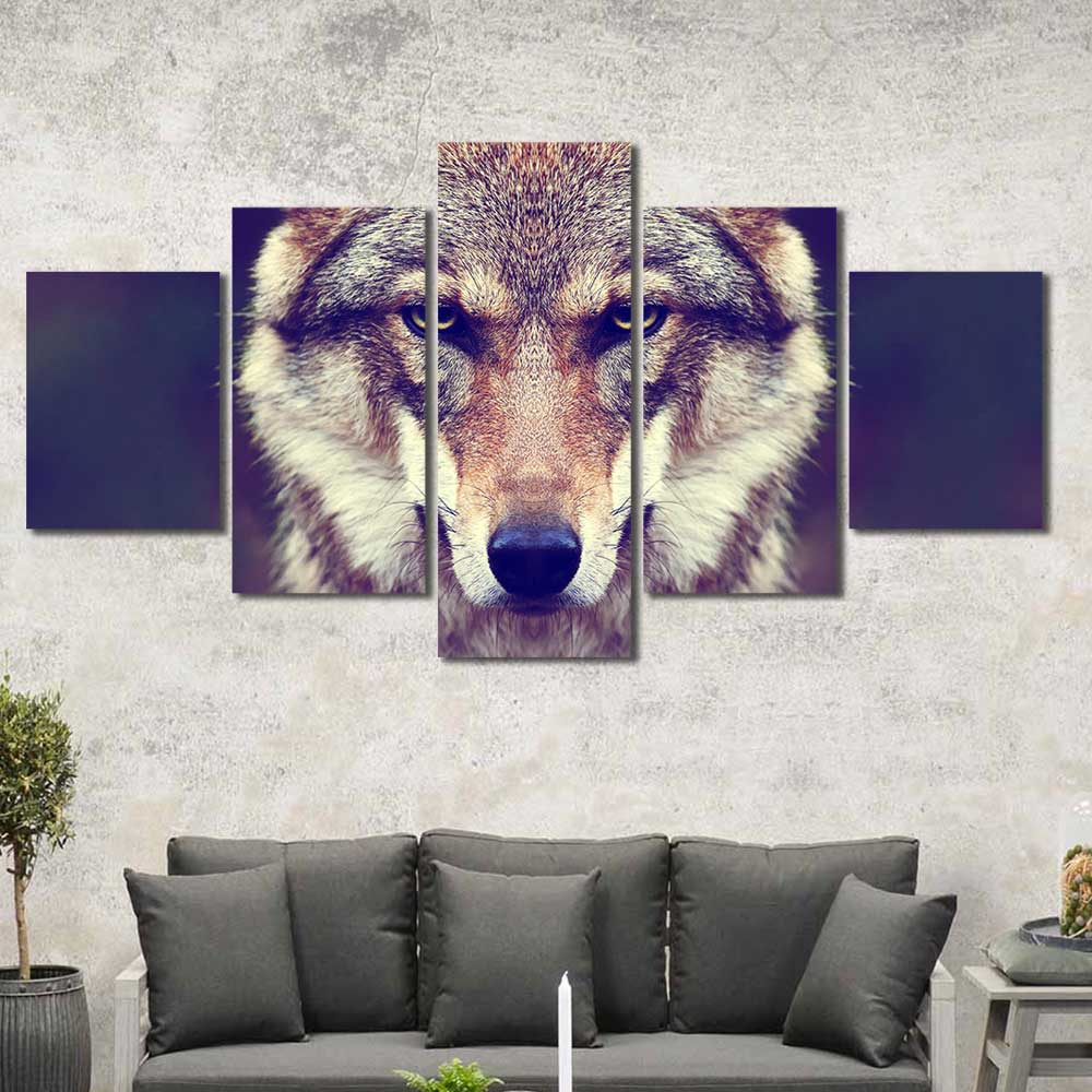Wild Eyes: Grey Wolf Legacy Collection - Framed Canvas Home Decor Wall Art Multiple Choices 1 3 4 5 Panels