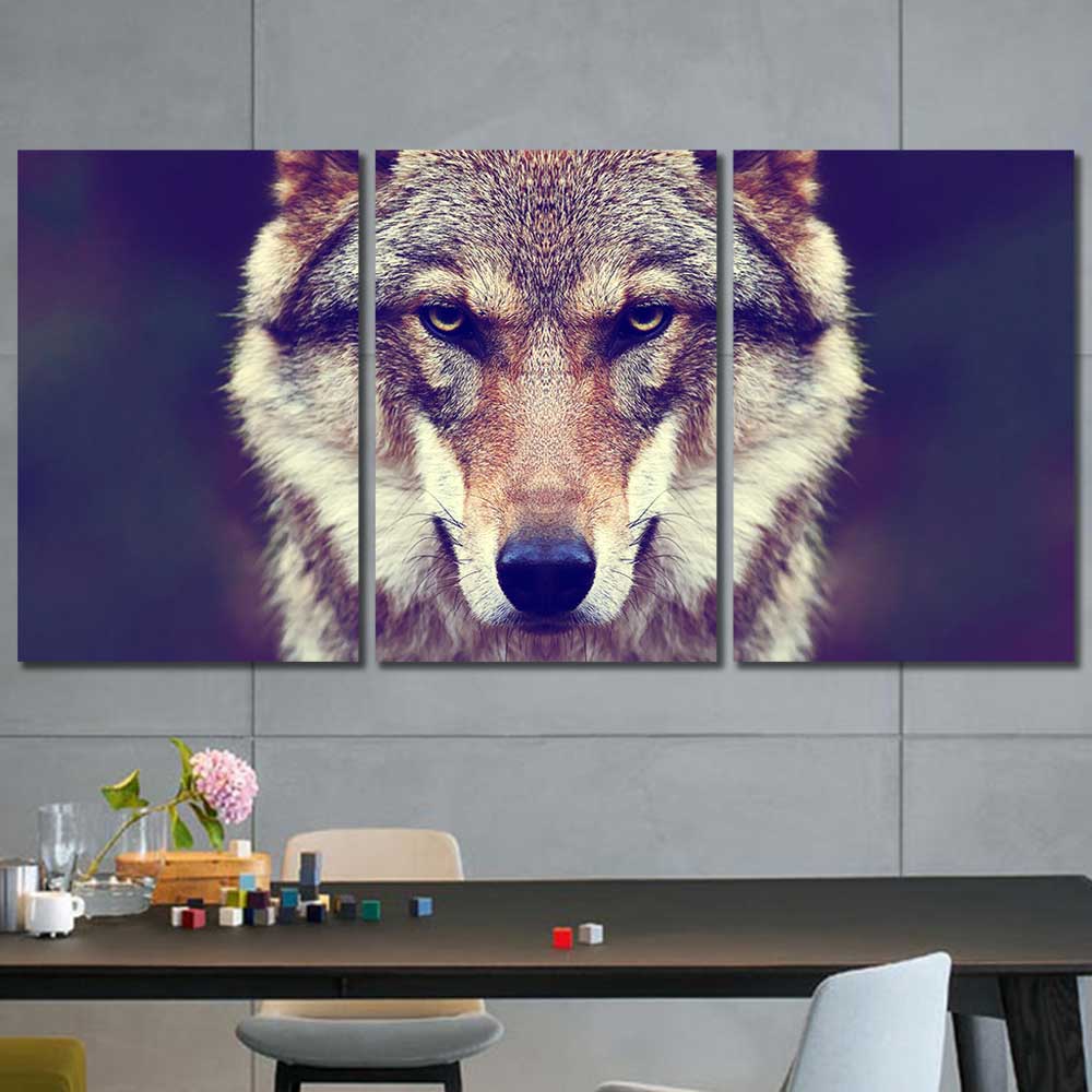 Wild Eyes: Grey Wolf Legacy Collection - Framed Canvas Home Decor Wall Art Multiple Choices 1 3 4 5 Panels