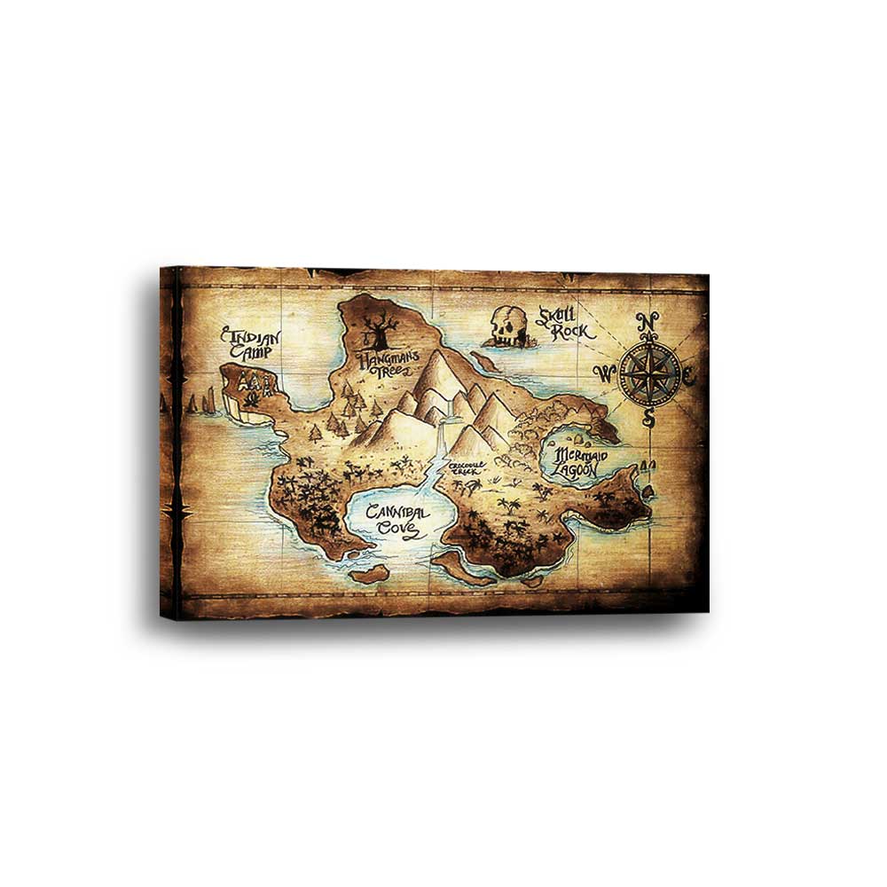 Neverland Chronicles: Pirate's Map Collection - Framed Canvas Home Decor Wall Art Multiple Choices 1 3 4 5 Panels