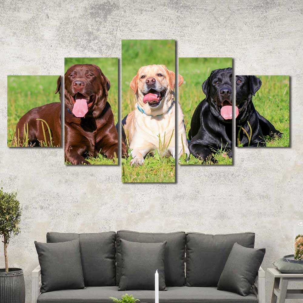 Labrador Trio: Neapolitan Collection - Framed Canvas Home Decor Wall Art Multiple Choices 1 3 4 5 Panels