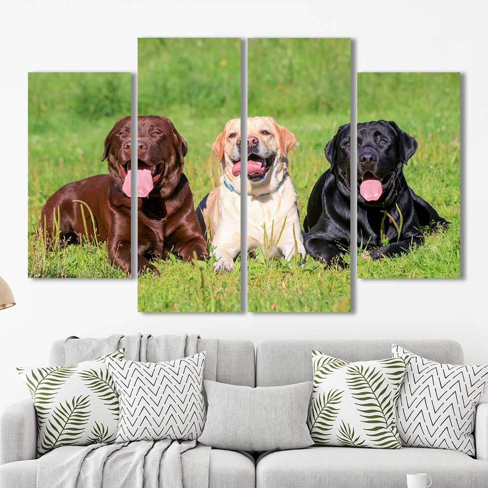 Labrador Trio: Neapolitan Collection - Framed Canvas Home Decor Wall Art Multiple Choices 1 3 4 5 Panels
