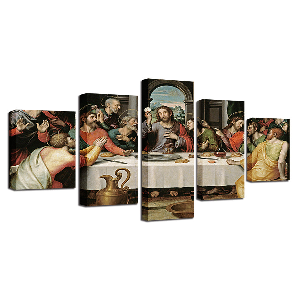 The Last Supper Jesus Christ Disciples Christianity Five Piece Canvas Wall Art Home Decor Multi Panel 5