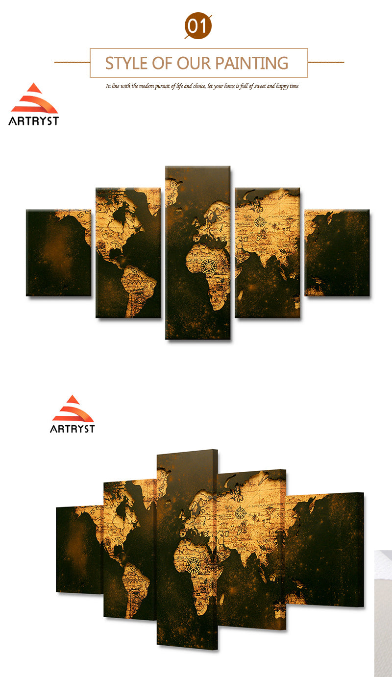 Rustic Old World Map Canvas Framed