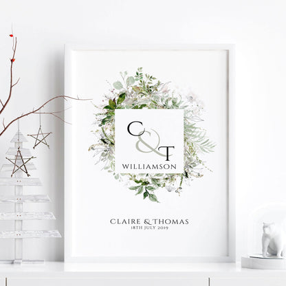 Personalised valentines gift wall art print