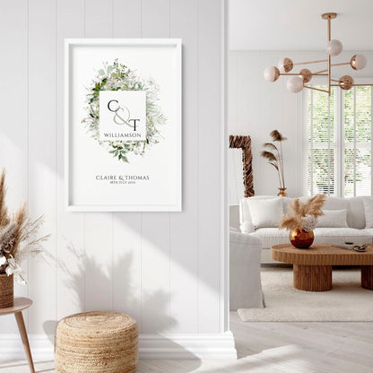 Personalised valentines gift wall art print