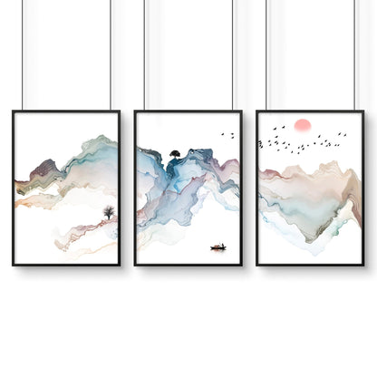 Japanese bedroom decor | set of 3 wall art prints
