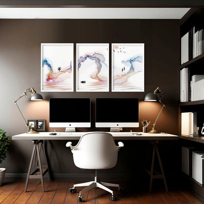 Minimal wall art | set of 3 Japanese wall art