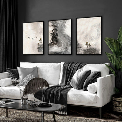 Large living room wall art | set of 3 wall art prints